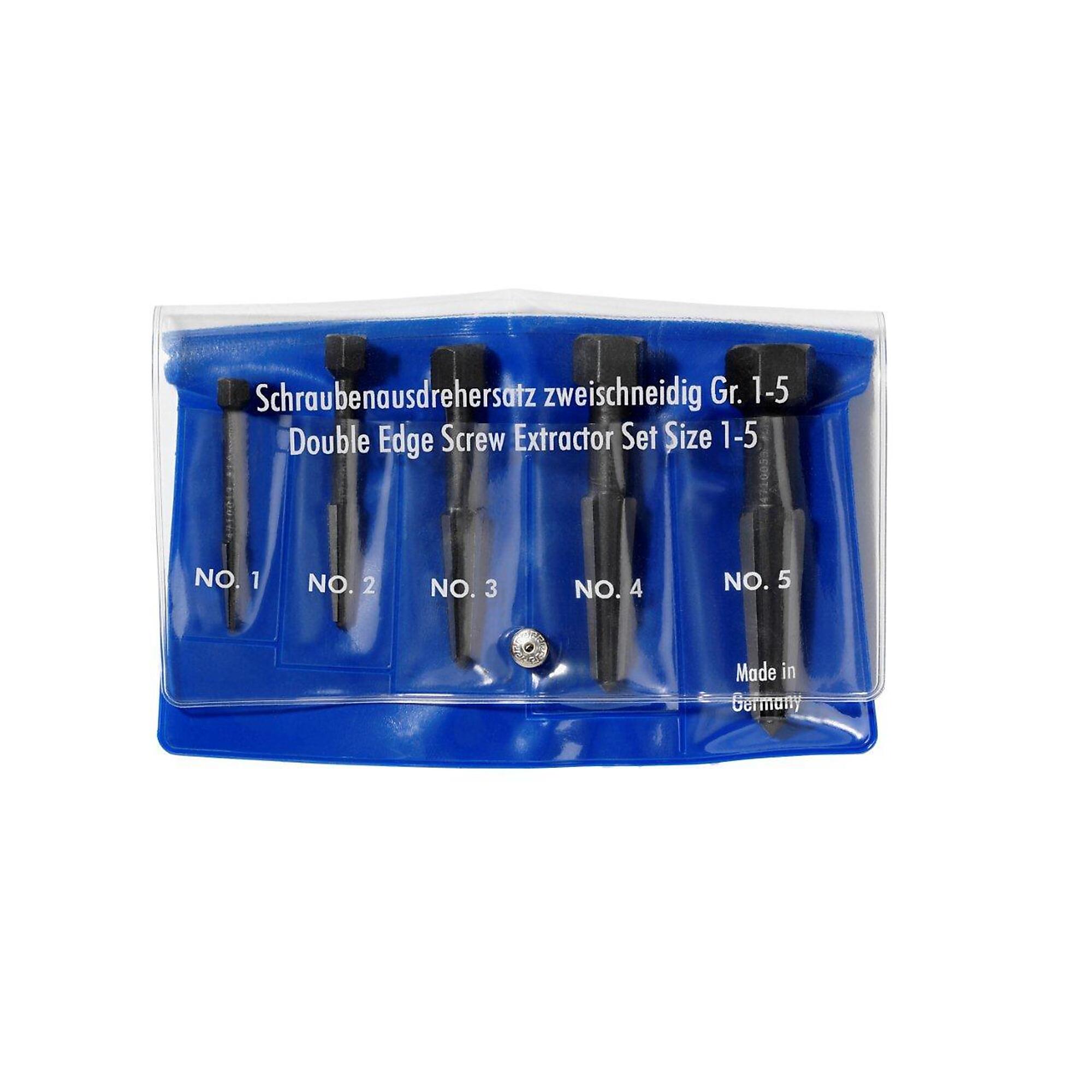 KNIPEX Screw Extractor Set, Double-Edged, 5-Pc., Steel, Model# 9R 471 900 3
